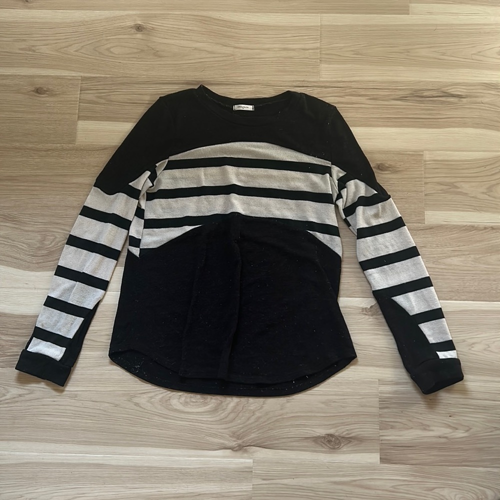 Black and cream striped sweater